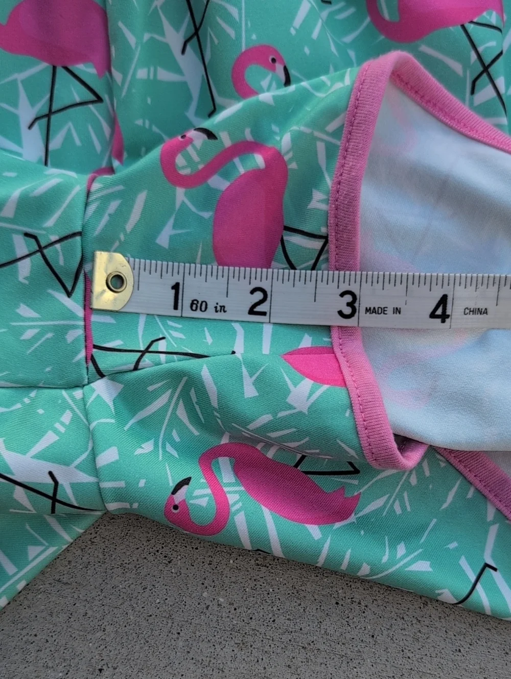 Jess Lea Large Flamingo Print Shorts Teal Pink Drawstring Elastic Waist Beach 3